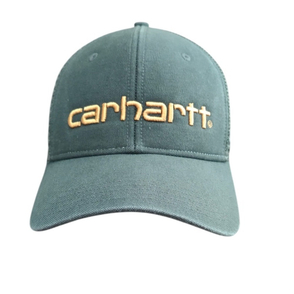 Carhartt Hat Cap Snap Back One Size Green Canvas Trucker Mesh Embroidered Mens‎
